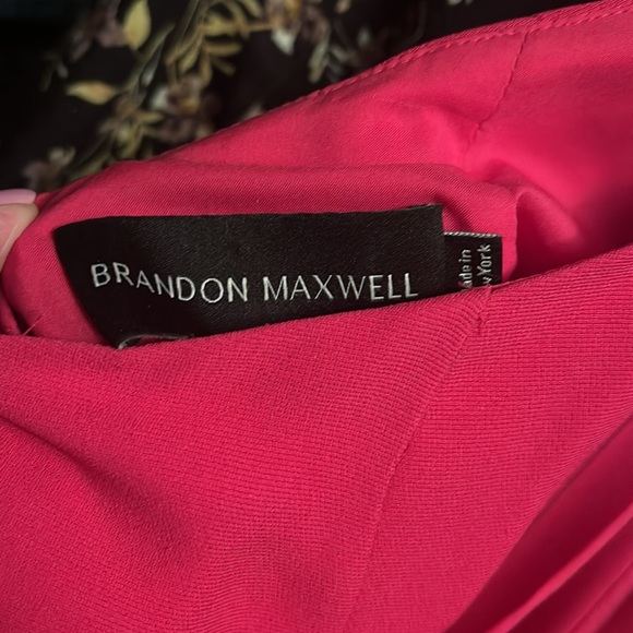Brandon Maxwell Hot Pink Ruched Open Back Maxi Designer Dress - Picture 4 of 6